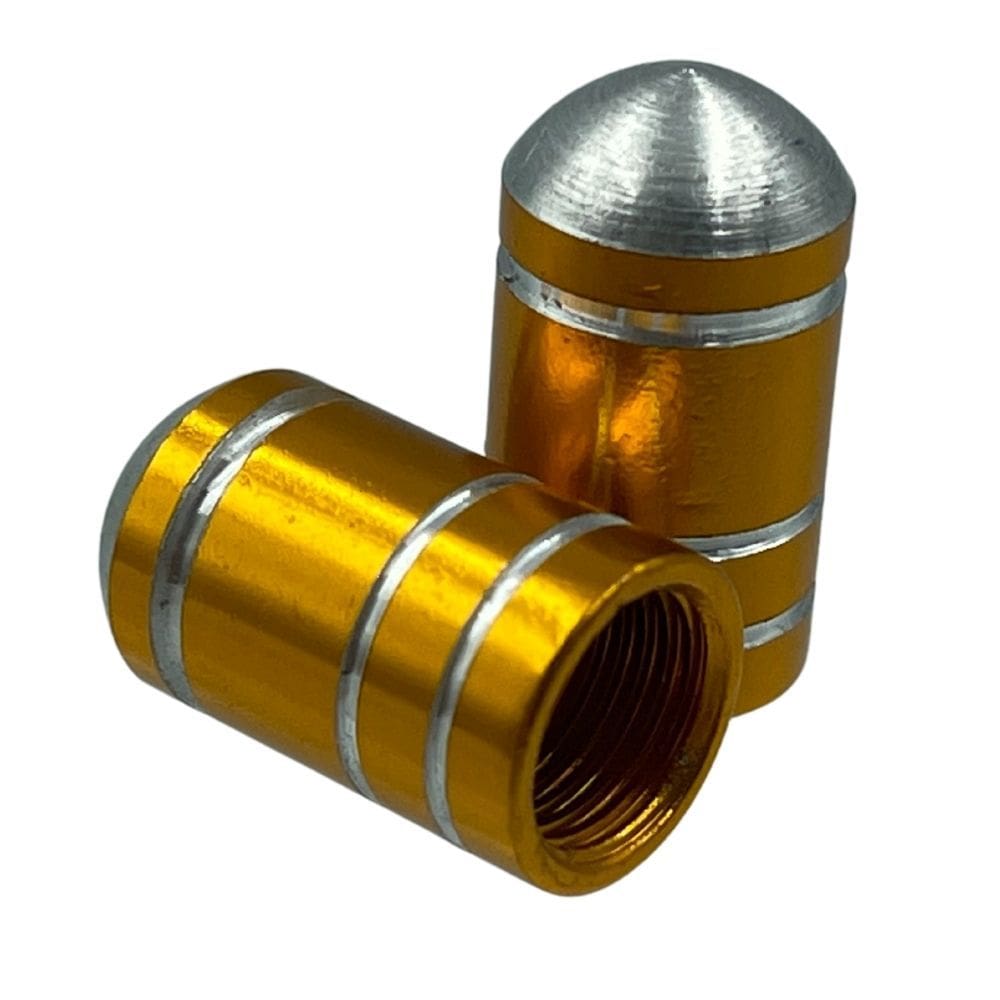 Tampa Valvula Alum. Longa Bike Carro Moto Bico Pneu Par Dourado