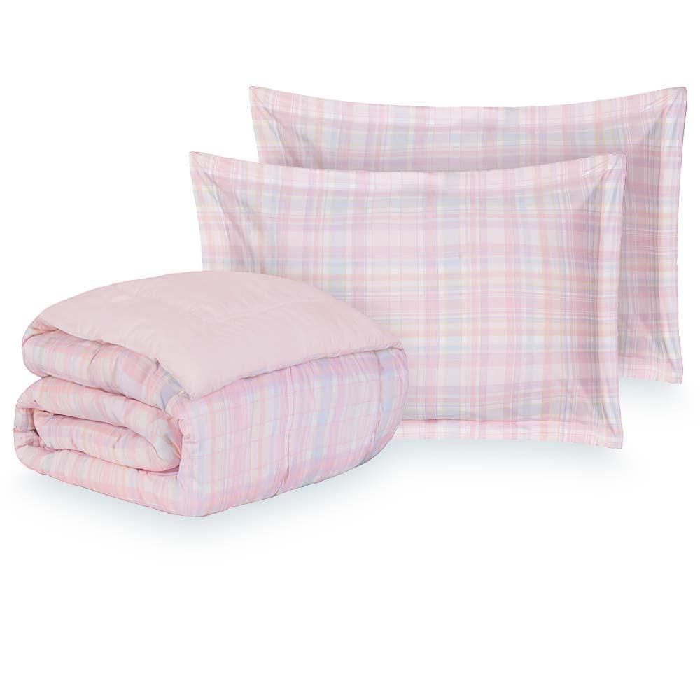 Edredom Queen com Fronhas 200 Fios Xadrez London - Naturalle Fashion