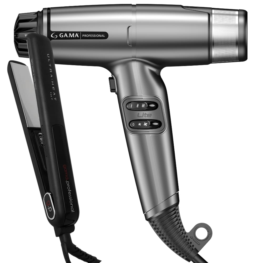 Kit Secador iQ Lite Max Silver e Prancha Silk Chrome