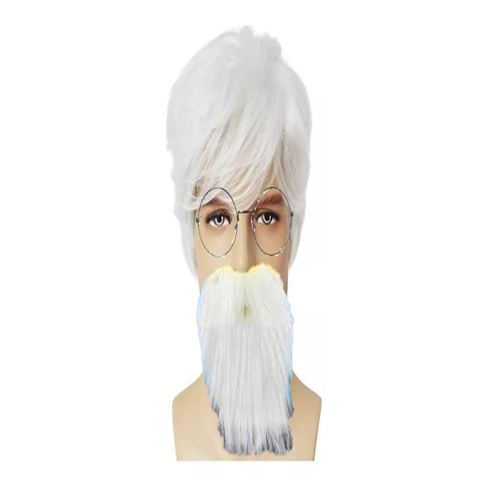 Fantasia Idoso Velho Peruca Oculos E Barba Halloween