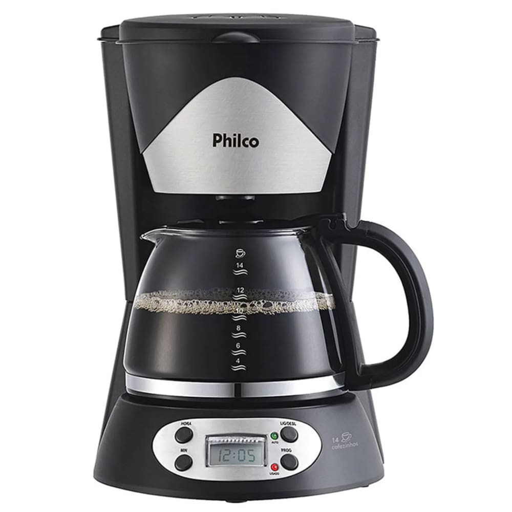 Cafeteira Programavel Philco Faz 14 Xicaras Preta Inox 220V