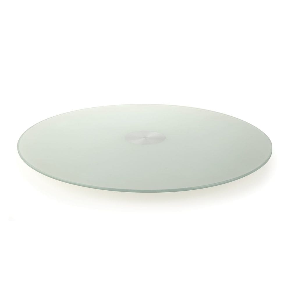 Centro de Mesa Giratório Branco Perolizado 80cm Vidro Forma