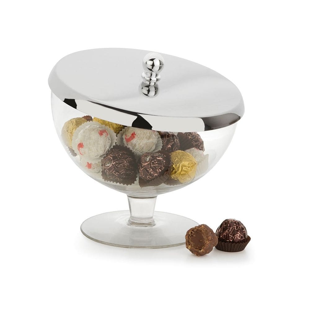 Bomboniere Andrea Baleiro Chocolate Vidro E Aço Inox Forma