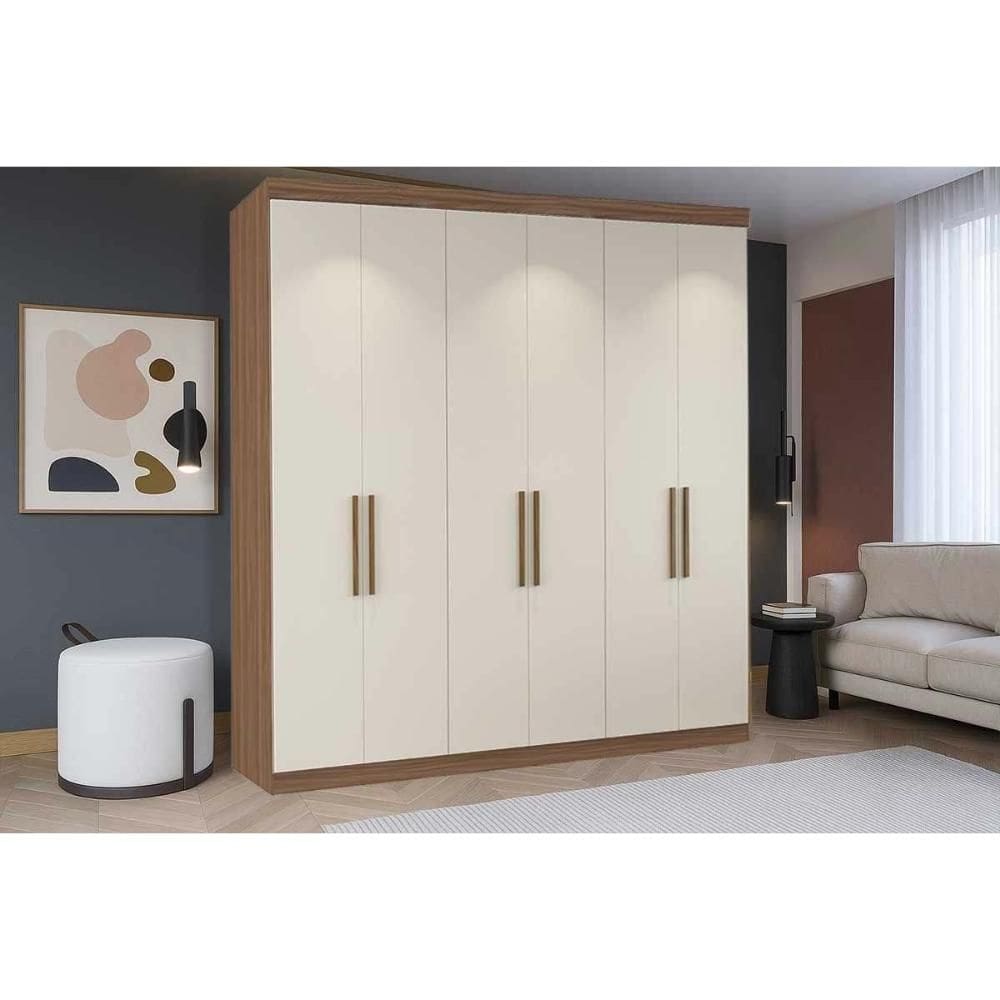 Guarda Roupa Casal 6 Portas c/ 2 Gavetas PH 1707 Nogueira/Off White - Herval