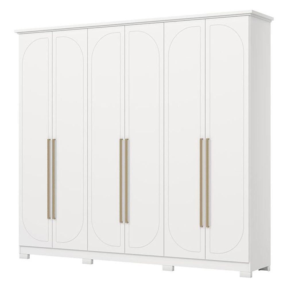 Guarda Roupa Casal Americano Prime 6 Portas 6 Gavetas com Pés Branco HP - Henn