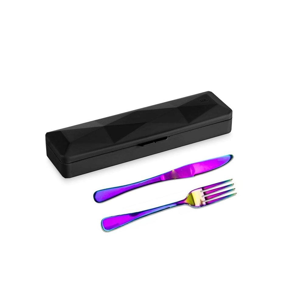 Talheres Furta Cor Garfo Faca e Estojo Preto Kit 3un
