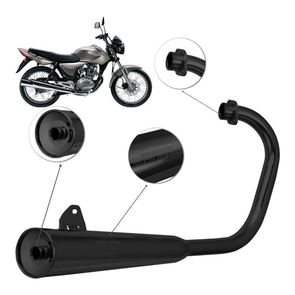 Escapamento Duplo Gemoto Preto Titan 150 Fan Mix 2009 A 2013