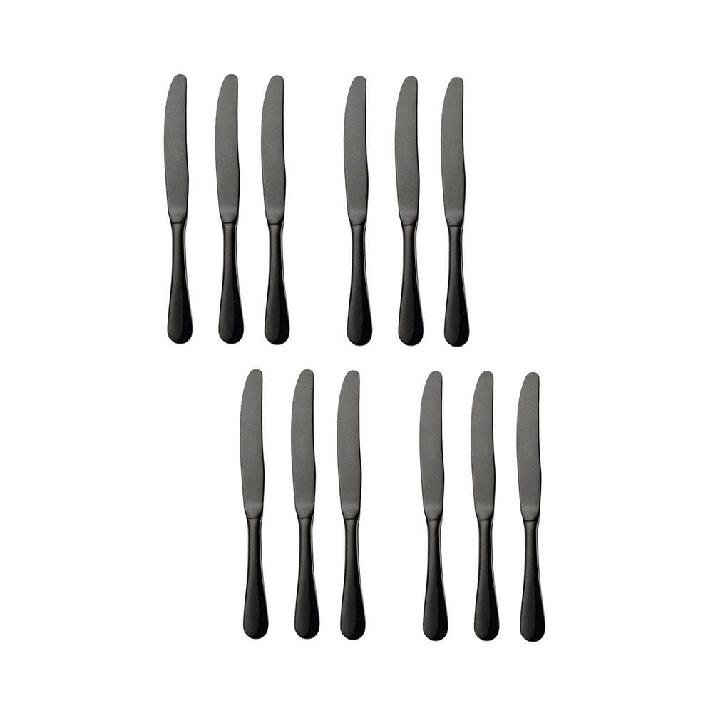 Faca de Sobremesa Preto Talher Metal Inox 12un
