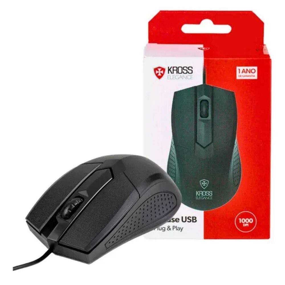 Mouse Com Fio Kross Usb 1.000 Dpi Preto Ke-m108