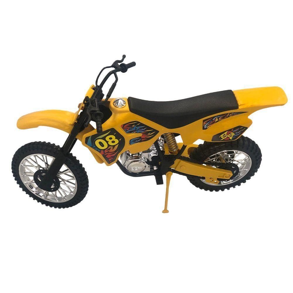 Motinha De Motocross De Brinquedo Com Apoio Amarela