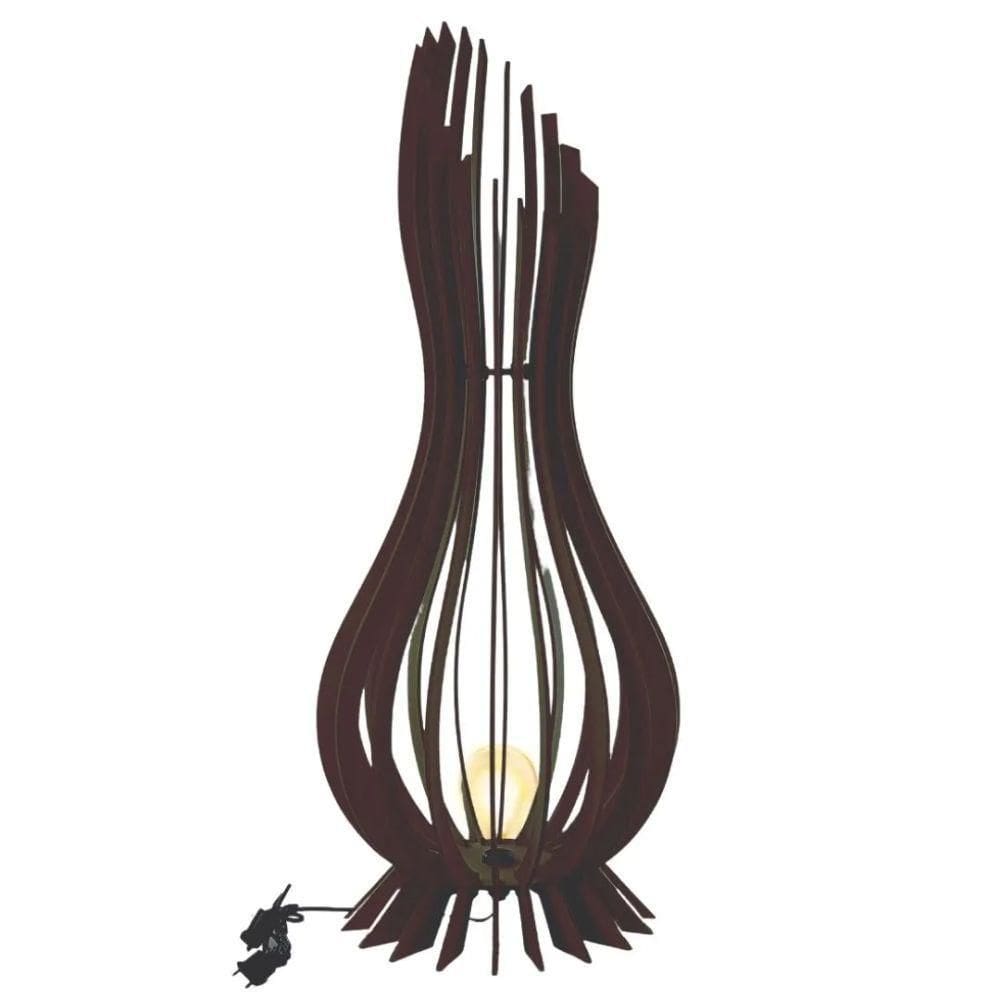 Abajur Grande De Chão Ana Maria Mdf Luminária - Preto Tamanho 90x28cm