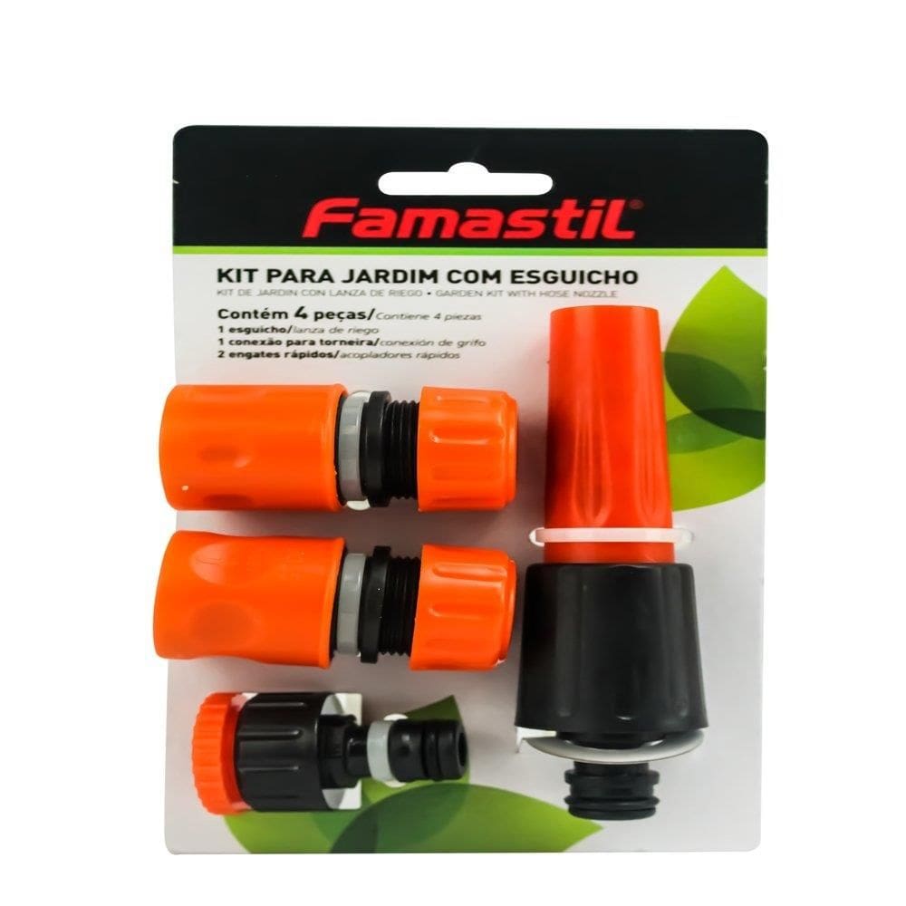 Kit Jardim Famastil Esguicho + 2 Engate Rápido + Conexão Blister