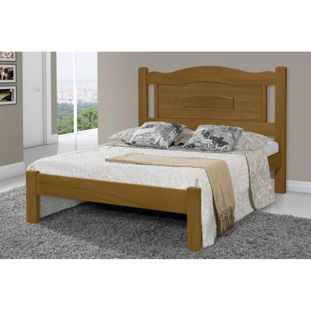 Cama de Casal Paris de Madeira Maciça Tauari