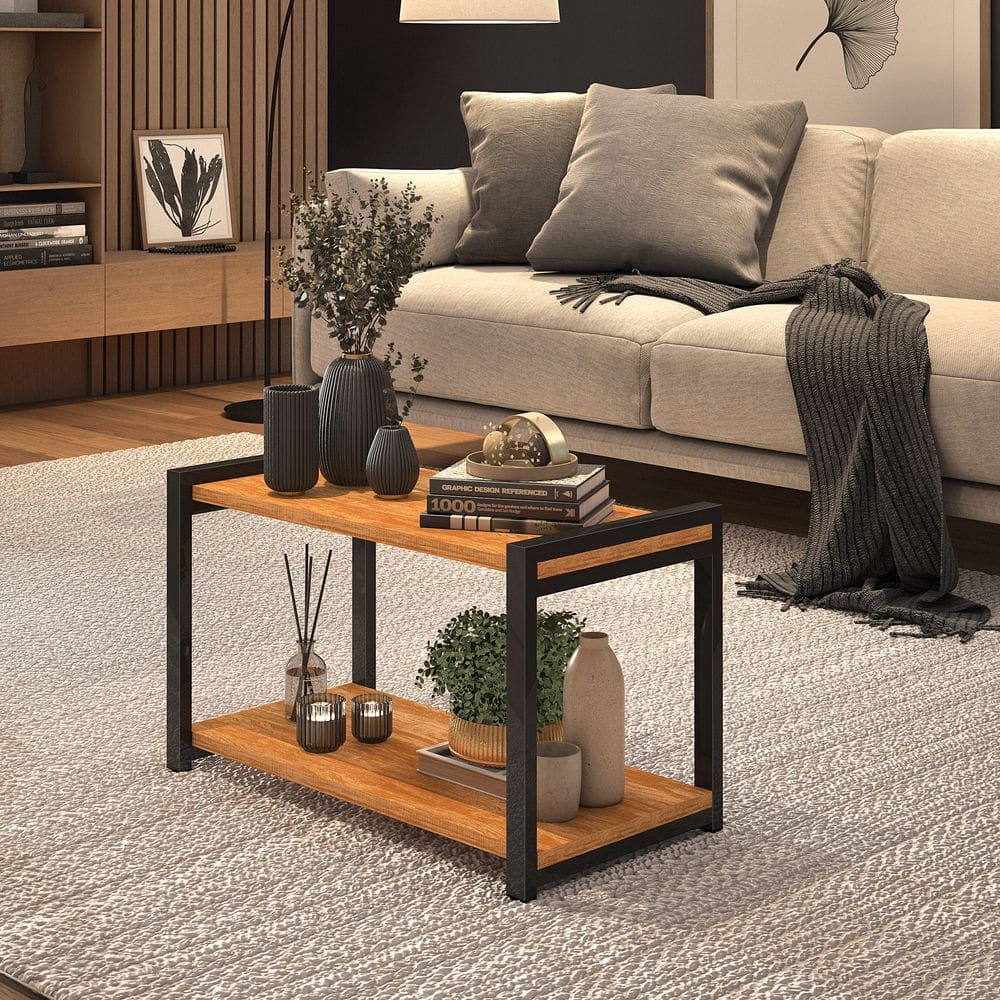 Mesa De Centro Isis Retangular Para Sala Estilo Industrial