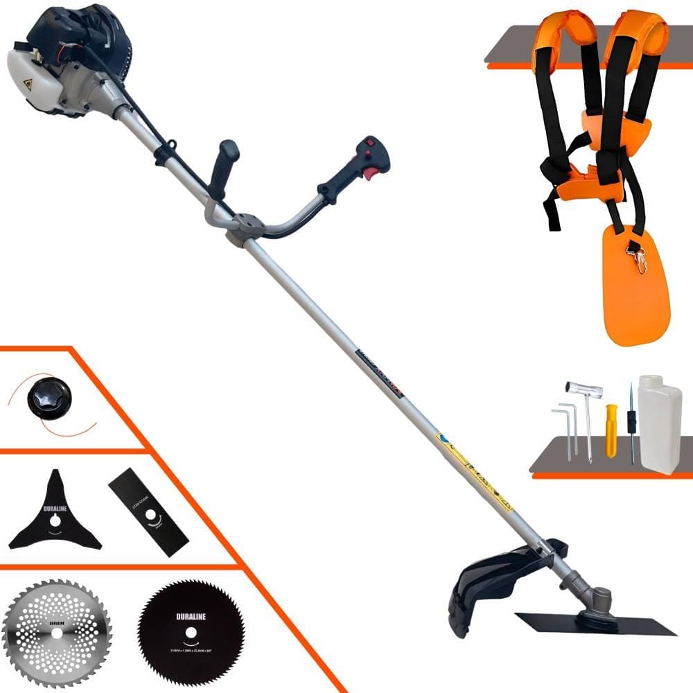Roçadeira À Gasolina Anmax CG430B 43cc 1,7HP 12.000rpm Completa 5 Em 1 Com Carretel de Nylon + Facas 2 Pontas, 3 Pontas, 40 Dentes e 80 Dentes