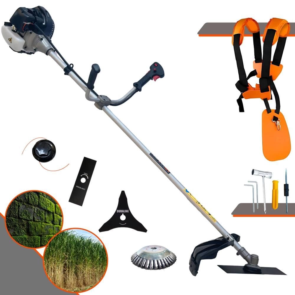 Roçadeira Profissional Anmax CG430-B Motor 2 Tempos 43cc 12.000rpm 1,7HP de Potência Com Carretel e Faca 2 Pontas + Faca 3 Pontas + Escova de Aço