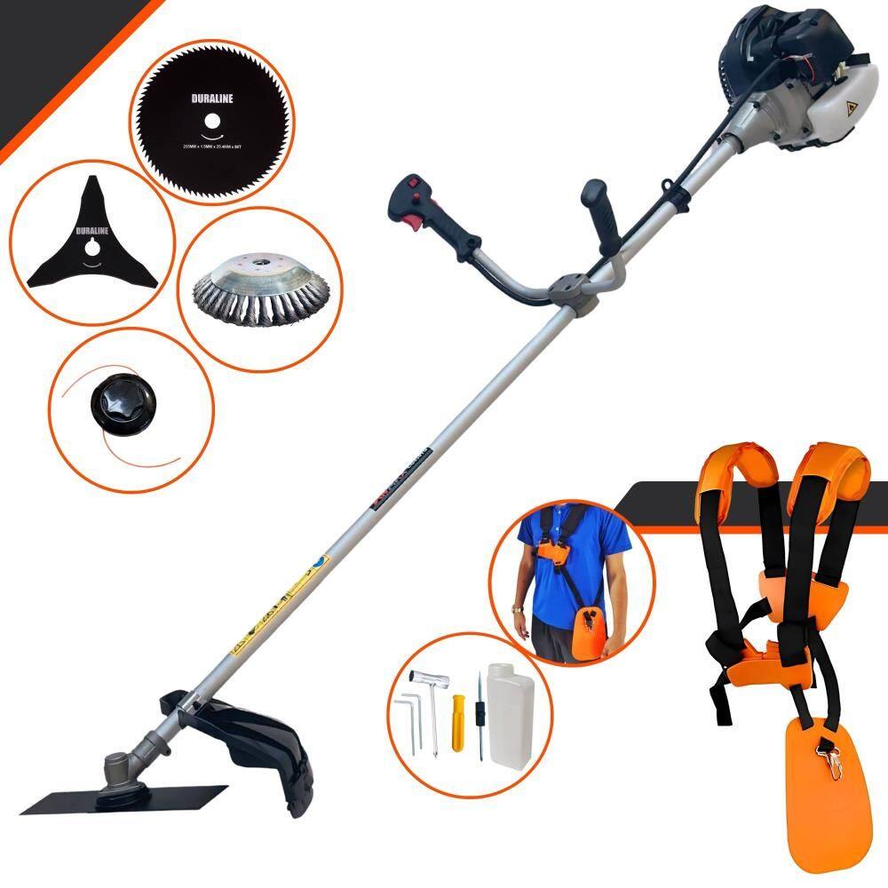 Aparador de Grama Lateral À Gasolina Anmax CG430B 43cc 1,7HP 2T Completa C/ Carretel de Nylon + Faca 2 Pontas + Faca 3 Pontas + Escova Rotativa de Aço