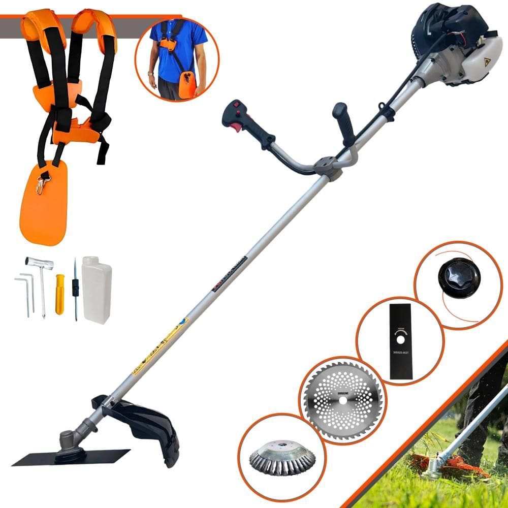 Roçadeira Lateral Anmax CG430B À Gasolina 43cc 1,7HP Multifuncional Com Carretel e Faca 2 Pontas + EXTRA Faca 40 Dentes e Escova de Aço Circular