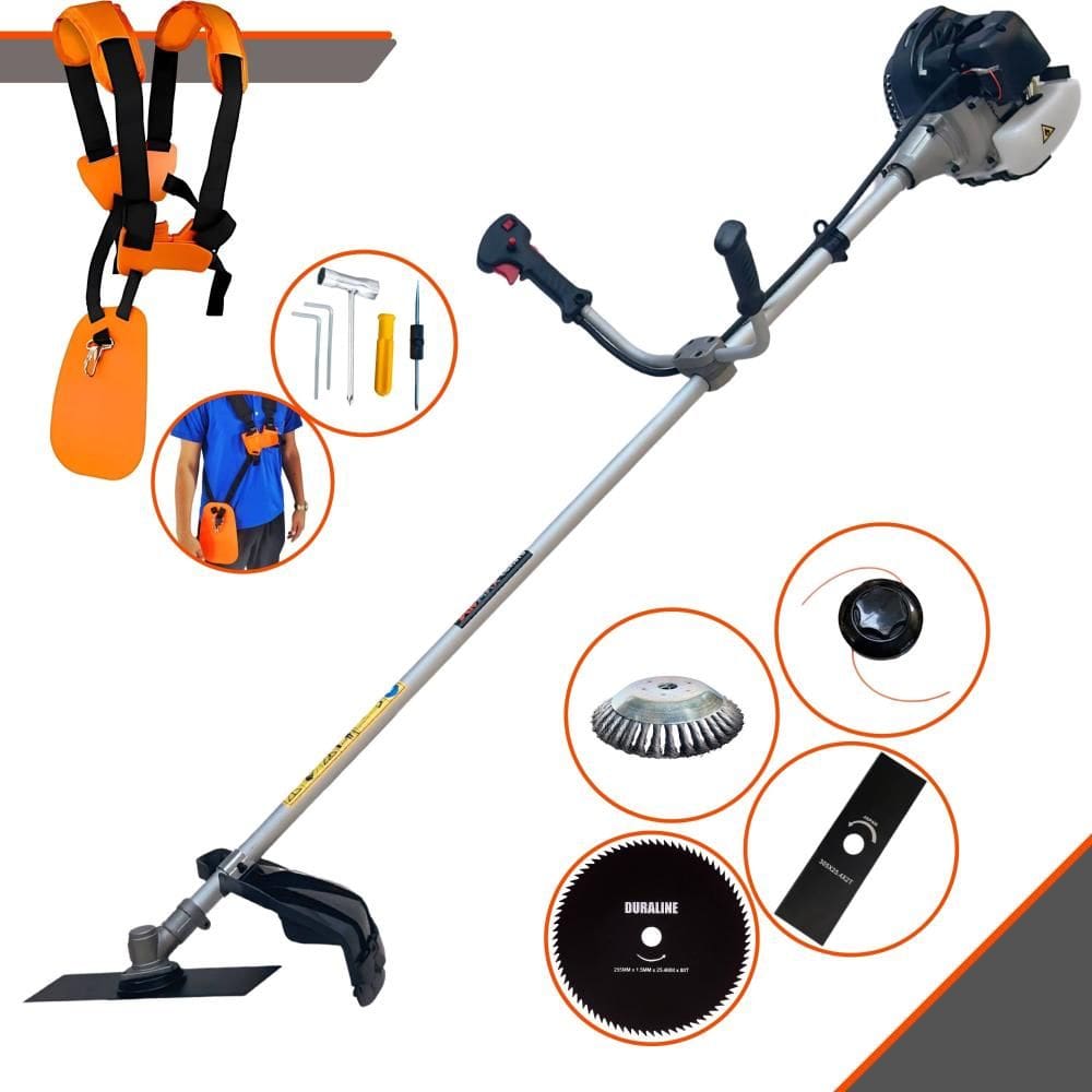 Roçadeira Profissional Completa Anmax CG430B Motor 2T 43cc 12000rpm 1,7HP de Potência Com Carretel e Faca 2 Pontas + Faca 80 Dentes + Escova de Aço