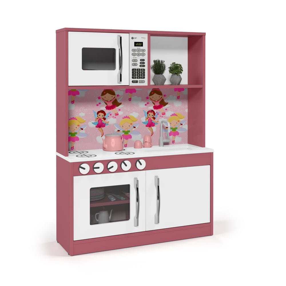 Cozinha Infantil De Brinquedo Diana 100% MDF Rosa