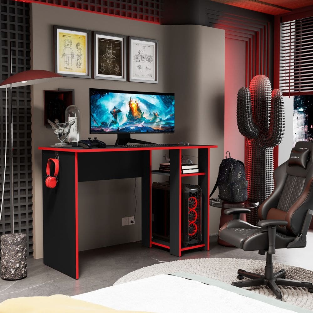Mesa Escrivaninha Gamer Slim Com Suporte Para CPU