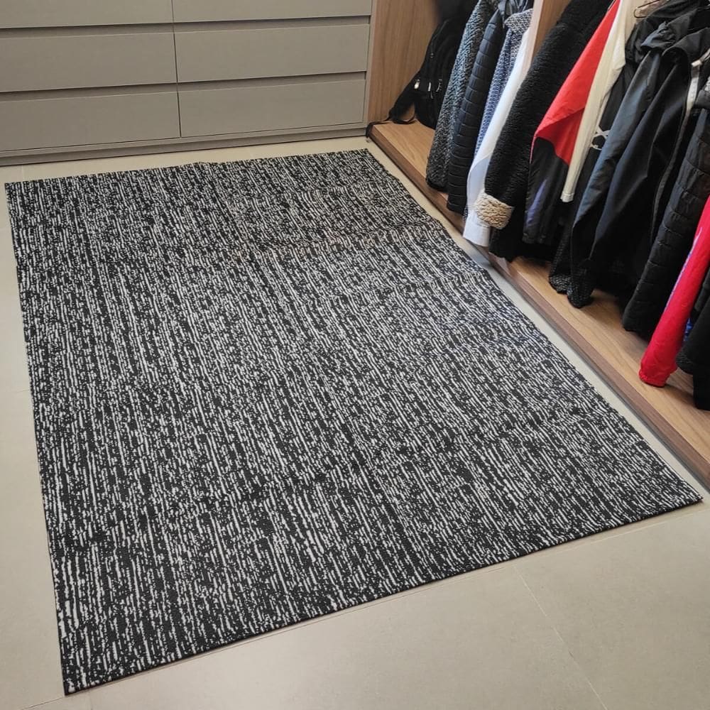 Tapete para Quarto Retangular Preto e Branco 135x200cm Antid