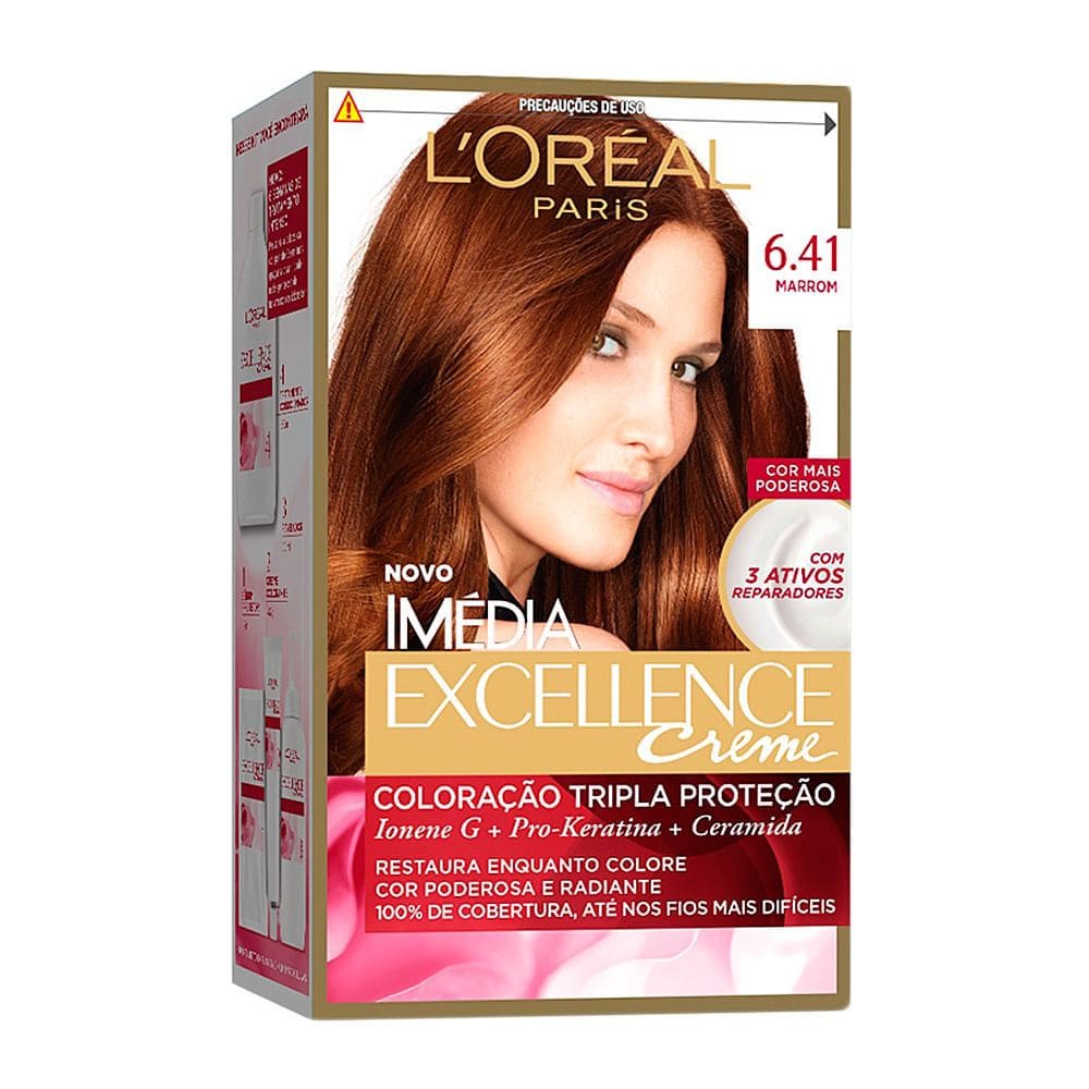 Tintura Creme Imédia Excellence L`oréal Marrom 6.41 Kit