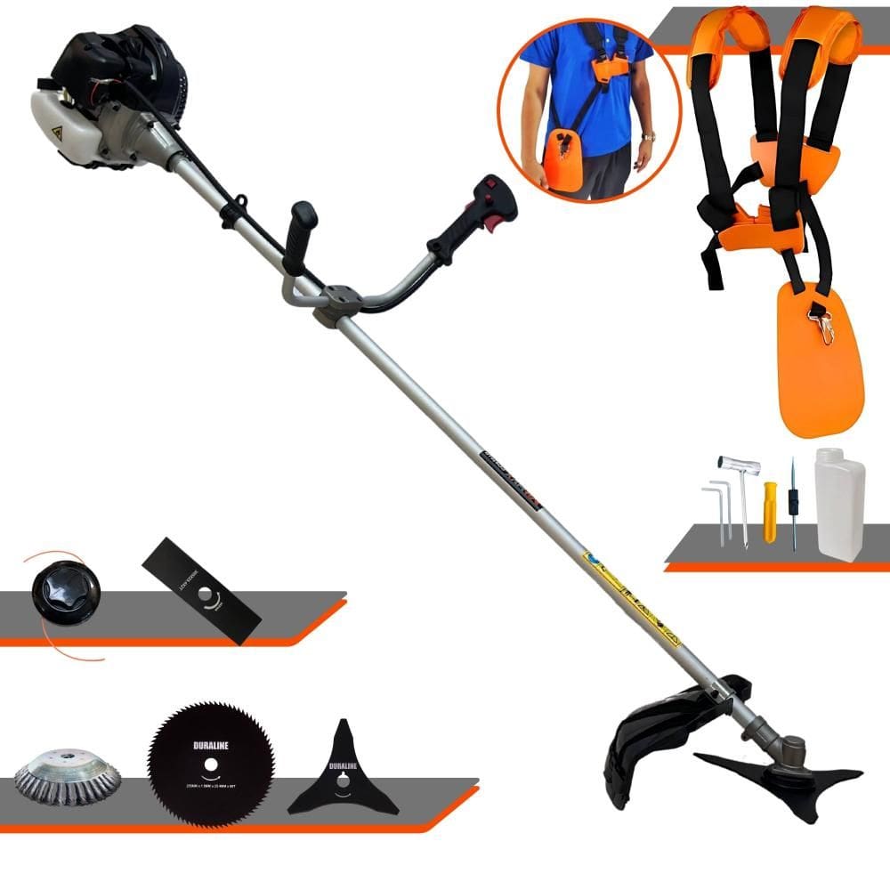 Roçadeira de Alta Performance CG430B À Gasolina 2T 43cc 1,7HP Com Carretel e Lâmina 2 Pontas + EXTRA Lâmina 3 Pontas, Lâmina 80 Dentes e Escova de Aço