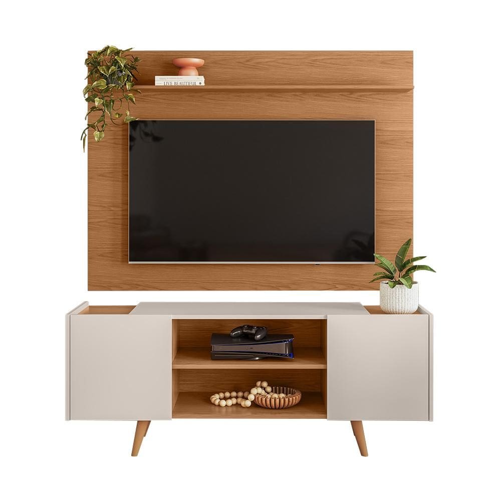 Painel para Tv Maia com Rack River - TV até 47`` Freijó/Off White - Colibri Móveis