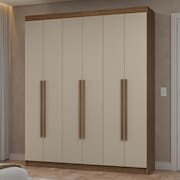 Guarda-Roupa Casal 6 Portas Batentes Rustic/Crema/Rustic Netuno Madesa