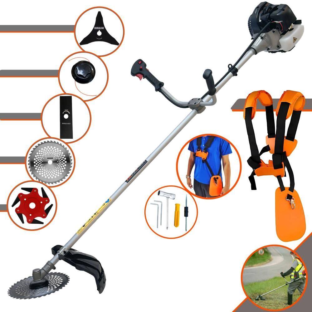 Roçadeira Anmax CG430-B À Gasolina 43cc 1,7HP de Potência 12.000rpm Com Carretel + Faca 2 Pontas + Faca 3 Pontas + Faca 6 Pontas + Faca 40 Dentes