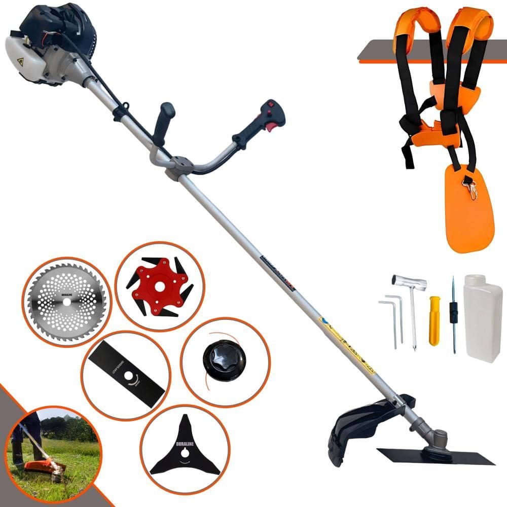Roçadeira Lateral Anmax CG430B À Gasolina 2T 43cc 1,7HP 12.000rpm Profissional e de Alta Performance Com Carretel de Nylon e Kit 4 Lâminas de Cortes