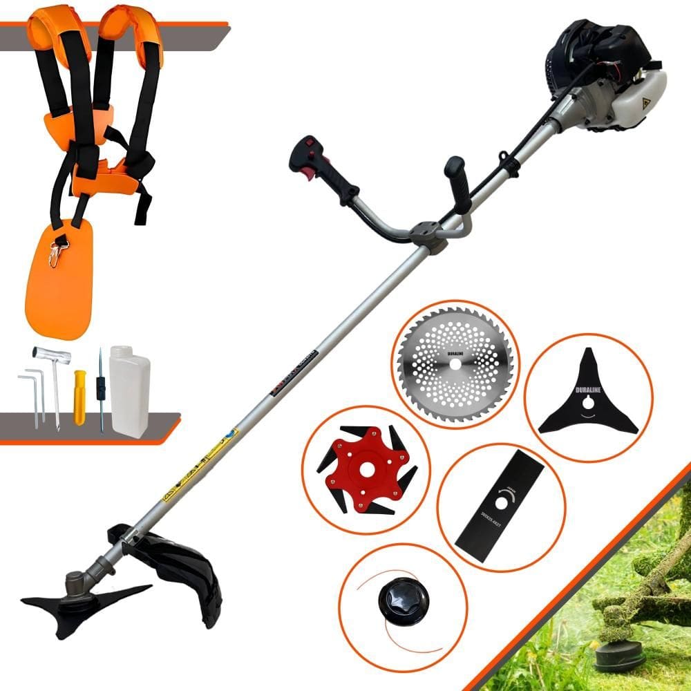 Roçadeira Completa Anmax CG430-B À Gasolina 43cc Para Todos os Tipos de Trabalho Com Carretel de Nylon + Kit de 4 Lâminas de Cortes