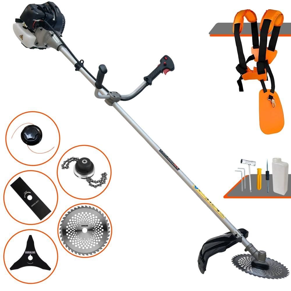 Máquina de Corta Grama Anmax CG430B À Gasolina 2T 43cc 1,7HP 12.000rpm Multifunções Profissional Completa Com Carretel de Nylon + 4 Lâminas de Corte
