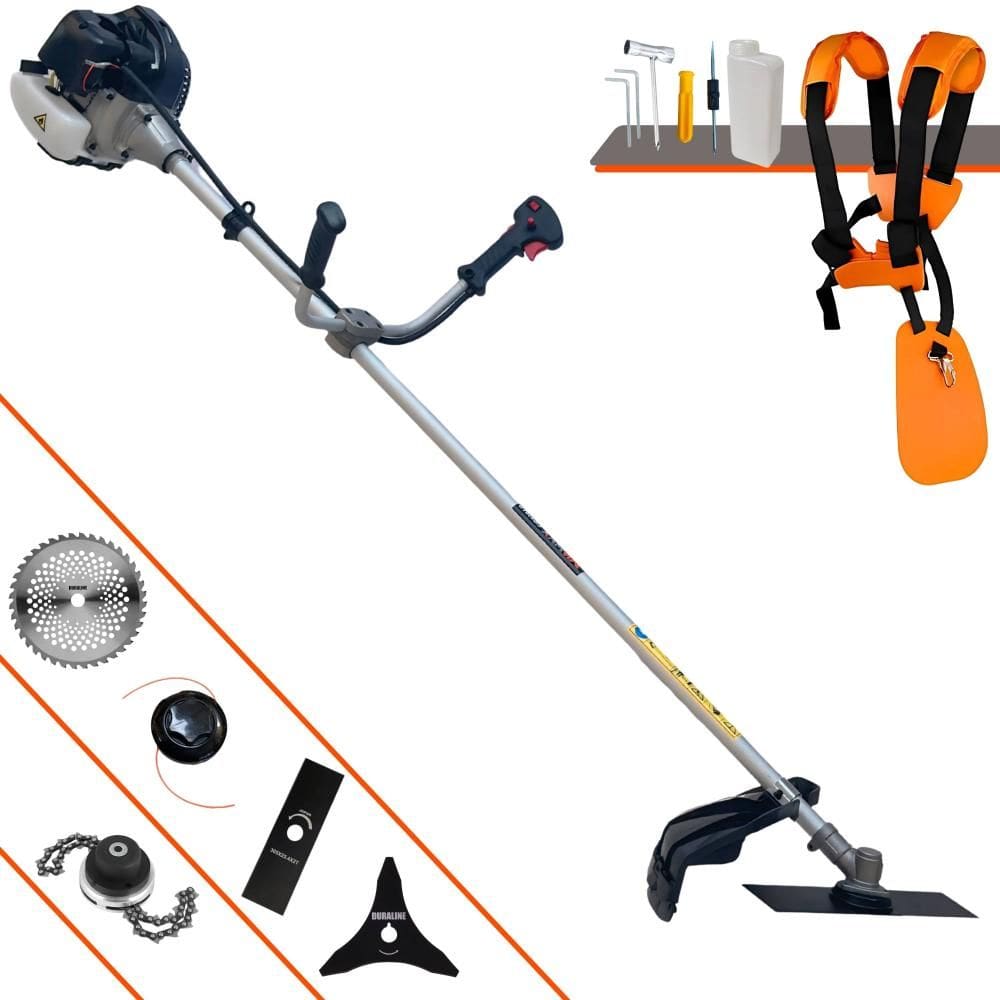 Roçadeira Profissional Completa Anmax CG430B À Gasolina 2 Tempos 43cc 1,7HP de Potência Alta Rotação Com Carretel de Nylon + Kit 4 Lâminas de Cortes