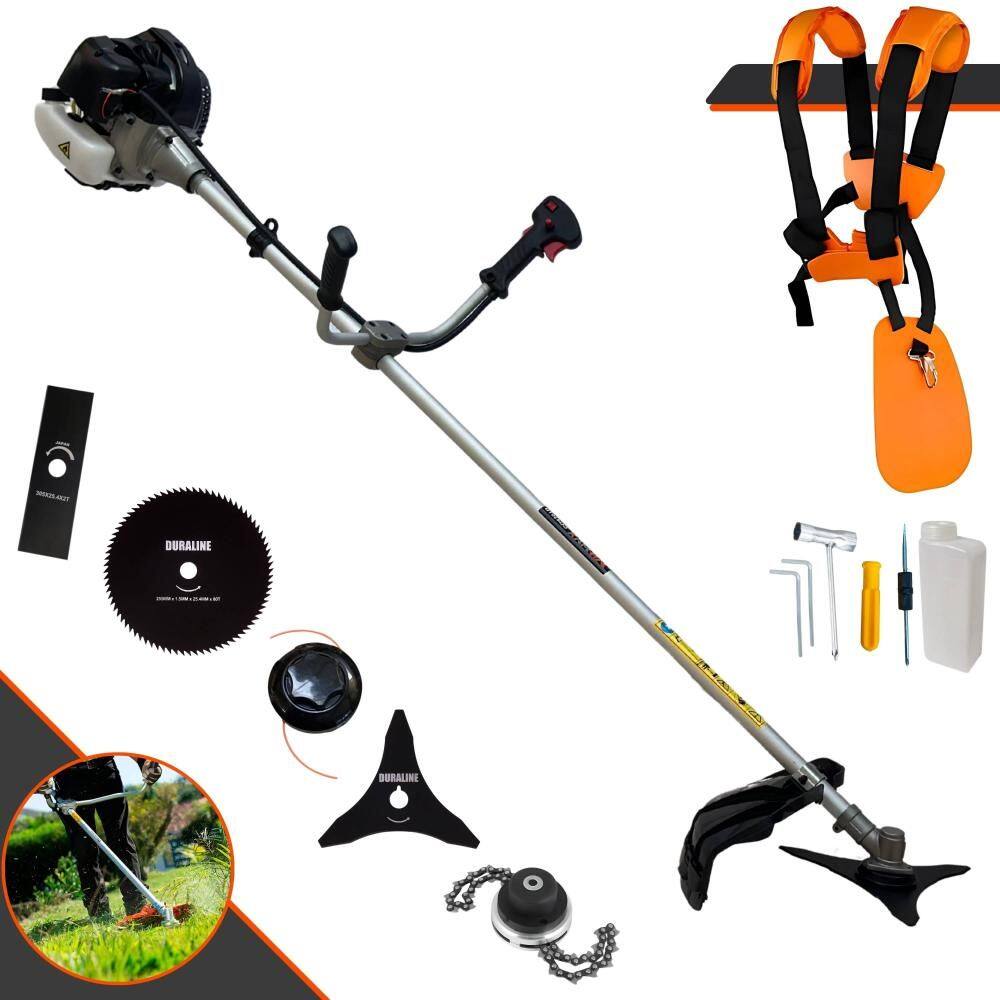 Roçadeira Multifunções Anmax CG430B À Gasolina 43cc 1,7HP 5 Opções de Corte Com Lâmina Facão, Lâmina 3 Pontas, Lâmina 80 Dentes, Trimmer e Carretel