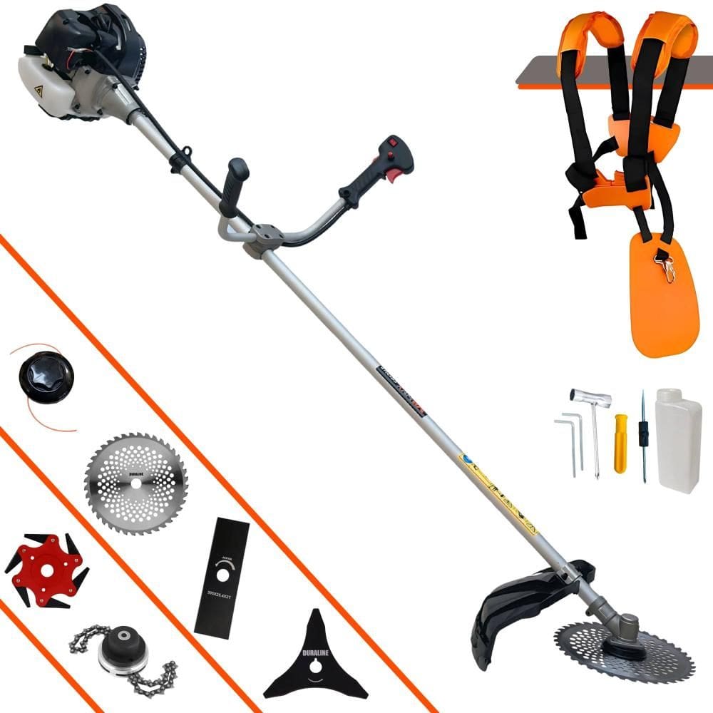 Máquina de Corta Grama Anmax CG430B À Gasolina 2T 43cc 1,7HP 12.000rpm Multifunções Profissional Completa Com Carretel de Nylon + 5 Lâminas de Corte