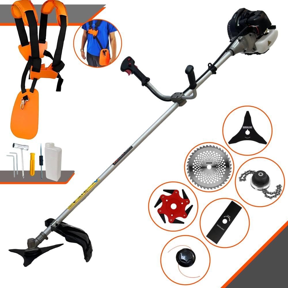 Roçadeira Multifunções Anmax CG430B À Gasolina 43cc 1,7HP Alta Rotação Para Todos os Tipos de Trabalho Com Carretel Nylon + Kit de 5 Lâminas de Cortes