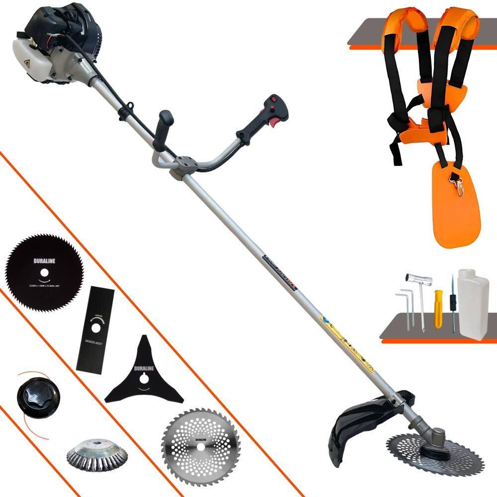 Roçadeira Aparador de Grama Anmax CG430B À Gasolina 43cc 1,7HP 12.000rpm Com Carretel + Kit 4 Lâminas de Cortes + Escova de Aço Para Pavers e Calçadas