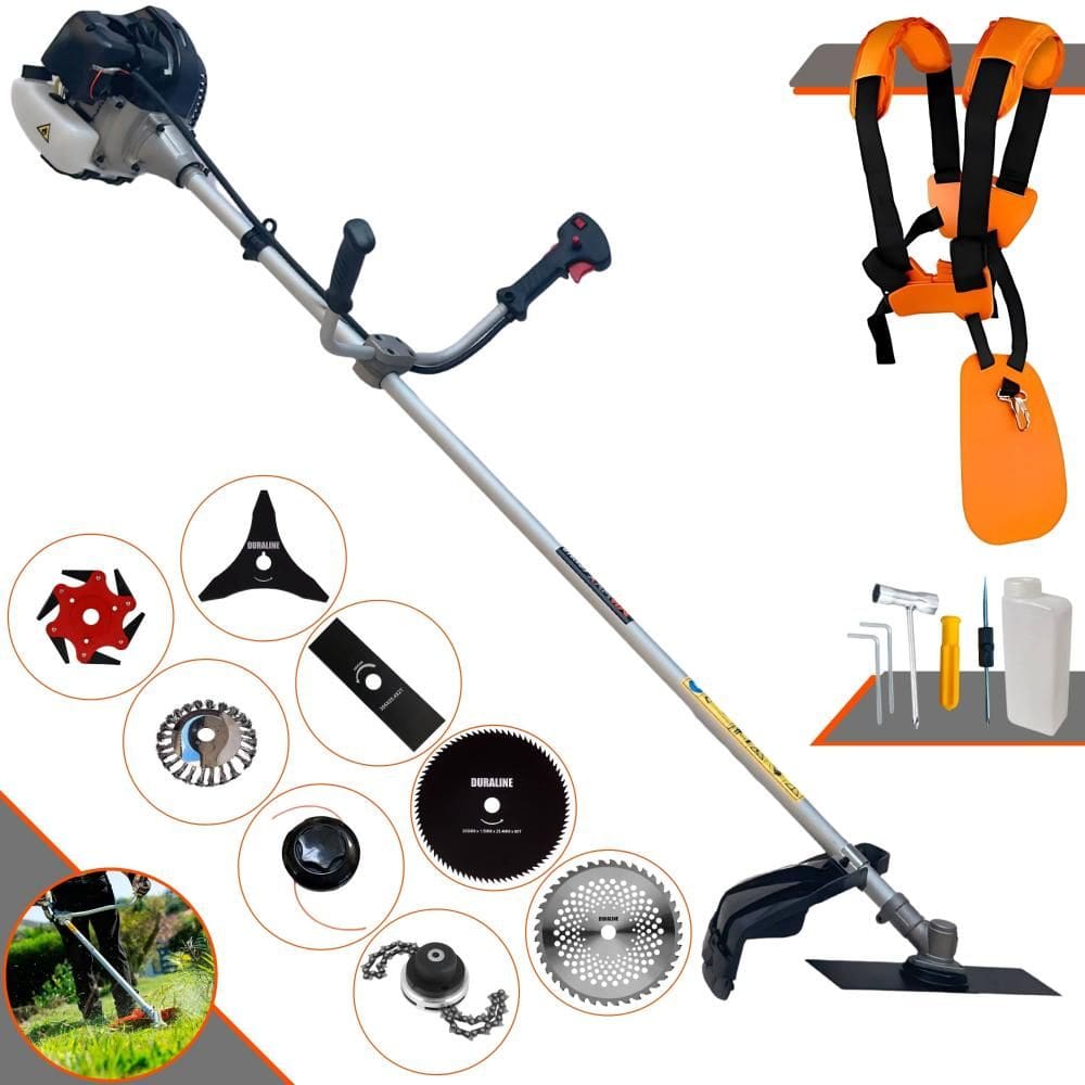 Roçadeira Profissional Completa Anmax CG430B À Gasolina 2 Tempos 43cc 1,7HP de Potência Alta Rotação Com Carretel de Nylon + Kit 7 Opções de Cortes