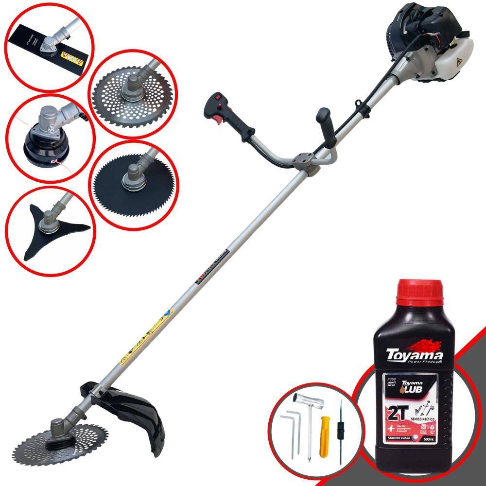 Roçadeira À Gasolina Anmax CG430-B 43cc 1,7HP 12.000rpm Multifuncional Completa Com 5 Opções de Cortes + ÓLEO TOYAMA 2T