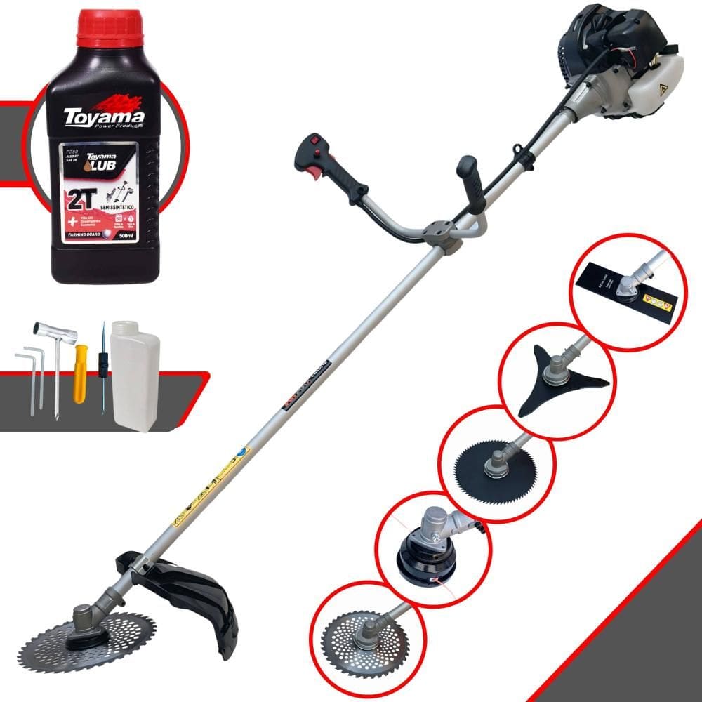 Kit Roçadeira Anmax CG430-B 43cc 1,7HP Com Carretel de Nylon + Lâmina Facão + Lâmina 3 Pontas + Lâmina 40 Dentes + Lâmina 80 Dentes + ÓLEO TOYAMA 2T