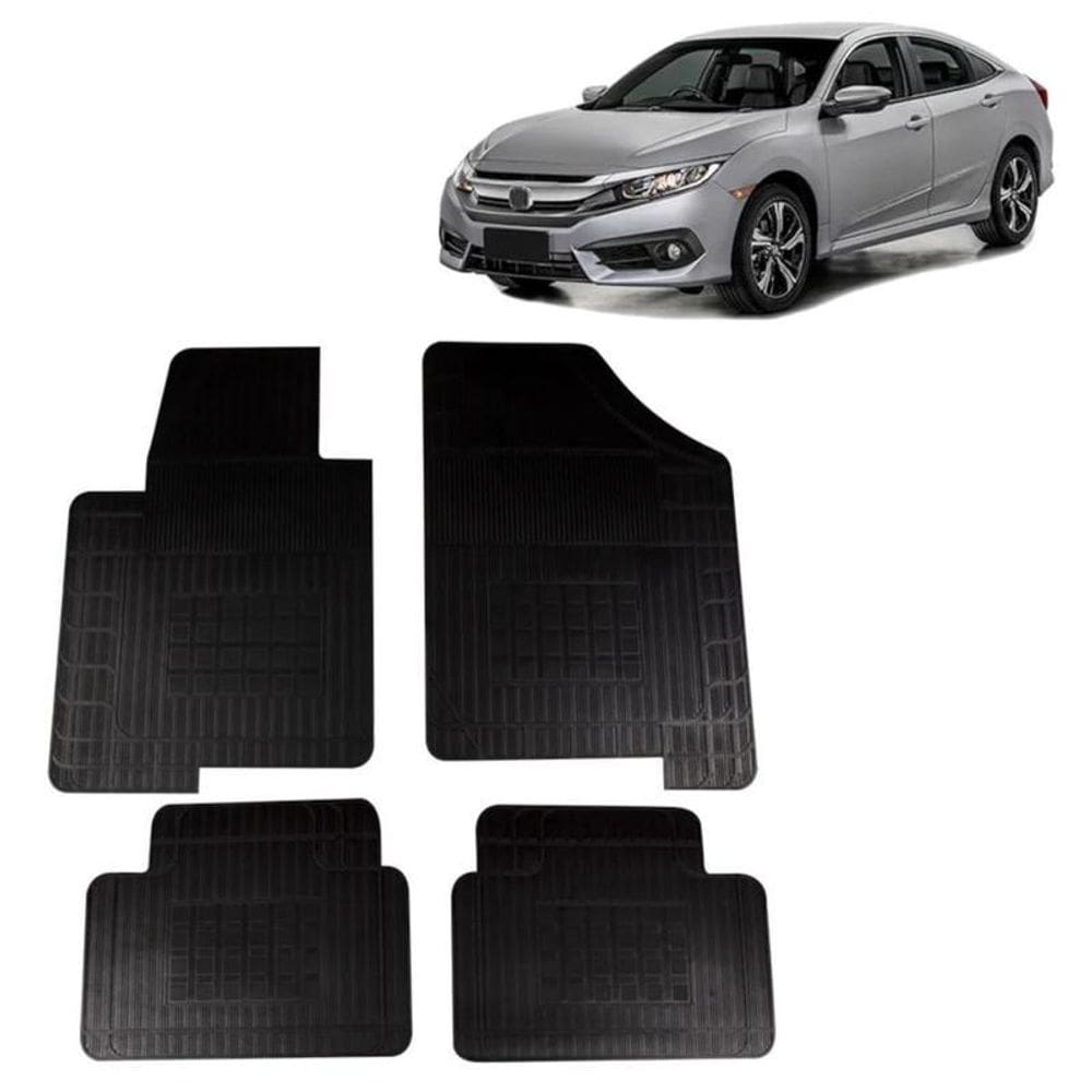 Tapete Borracha Honda New Civic 2017 Até 2019 4 Peças Preto