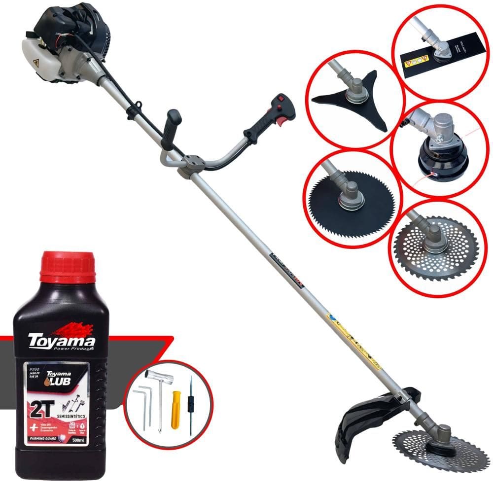 Roçadeira Multifuncional Anmax CG430B À Gasolina 43cc 1,7HP 12.000rpm Completa 5 Em 1 Com Carretel + Kit 4 Lâminas de Corte + ÓLEO TOYAMA 2 Tempos