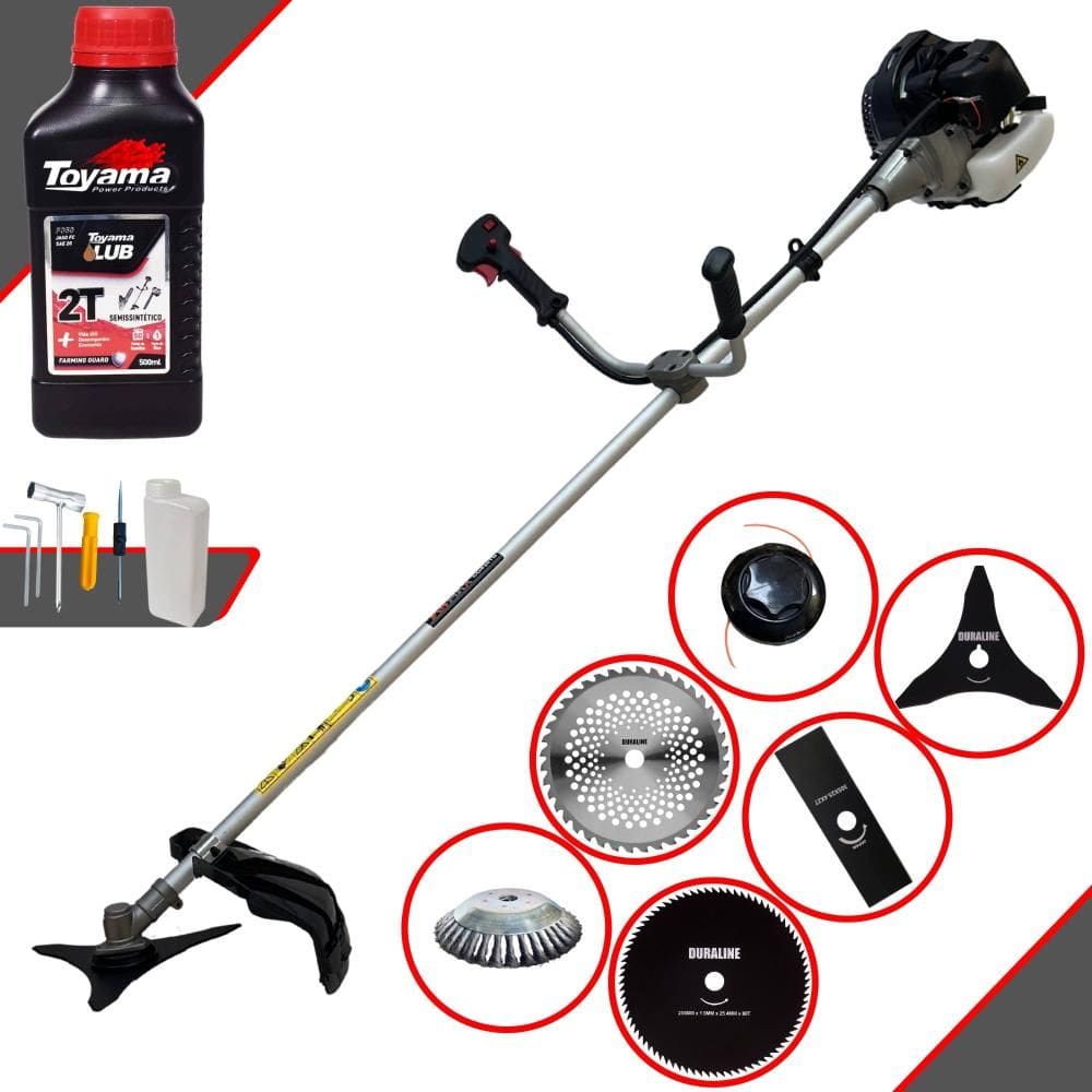 Podador de Grama Multifuncional Anmax CG430-B À Gasolina 43cc 1,7HP de Potência 12.000rpm Motor 2T Roçadeira Completa 6 Em 1 + ÓLEO TOYAMA FG50