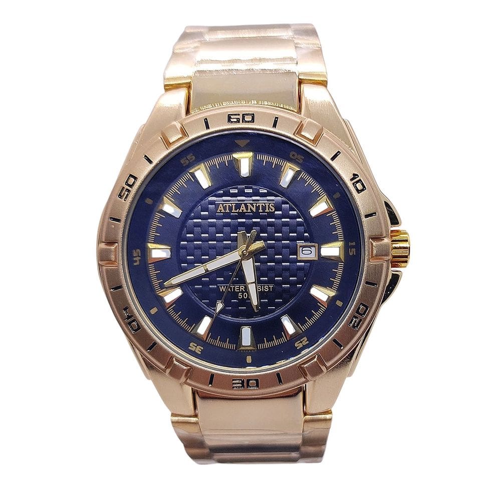 Relógio Atlantis Dourado Analógico Bonito Resistente a Água