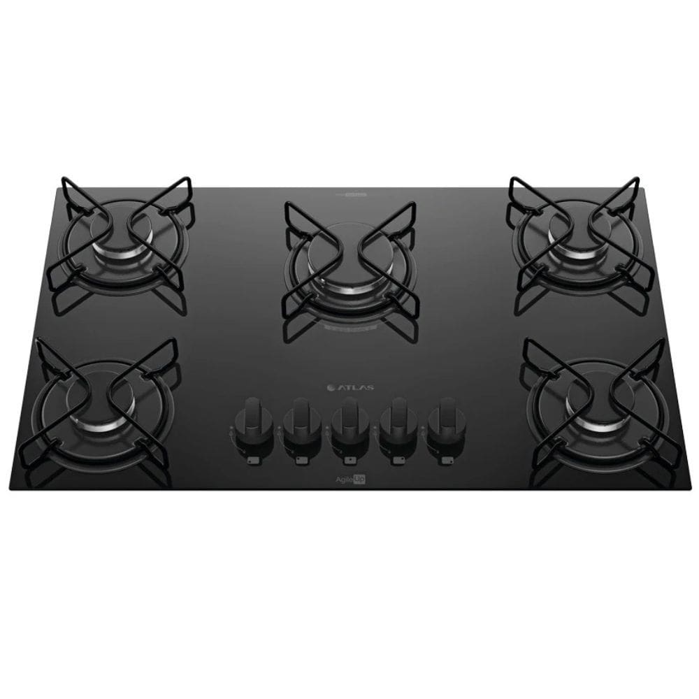 Cooktop 5 Bocas Preto com Mesa de Vidro Atlas Agile Bivolt