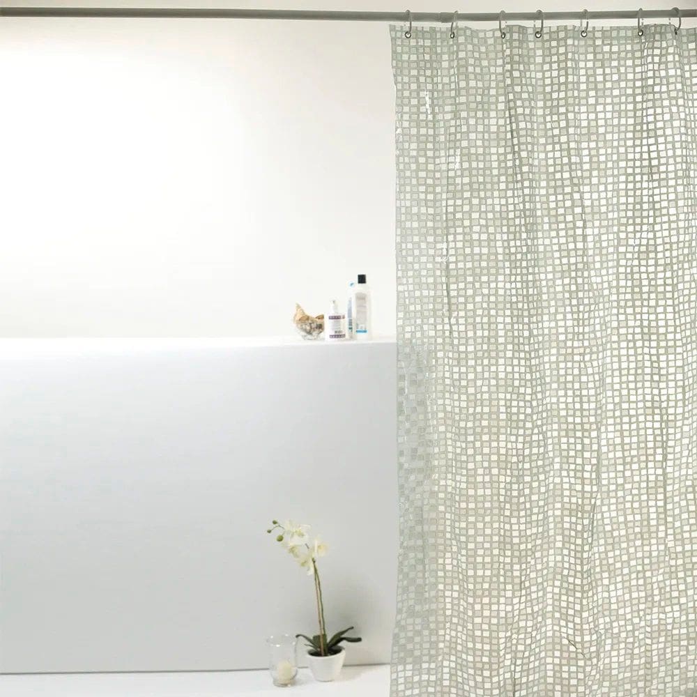 Cortina Para Box Banheiro PVC Antimofo 198x180cm - Pastilha Prata