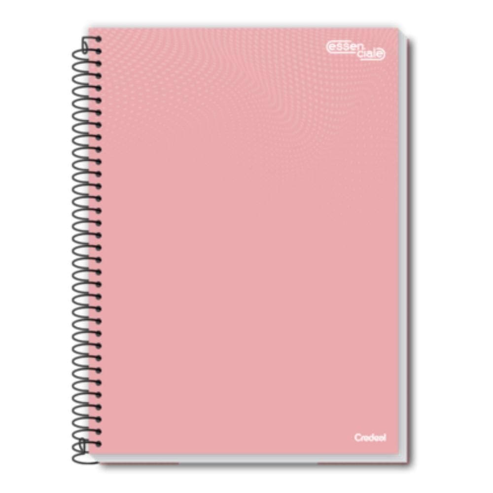 Caderno Espiral Universitário A4 10 Matérias 160 Folhas Essenciale Credeal Rosa Claro