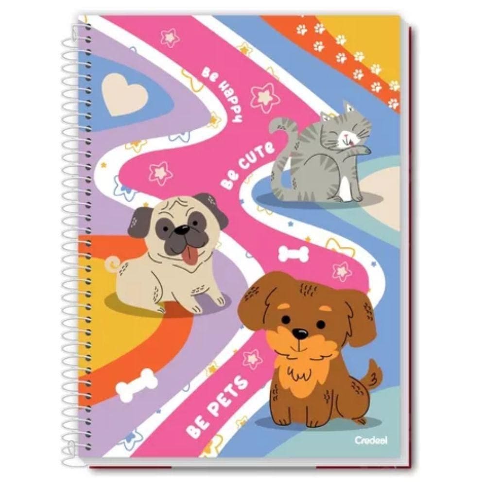 Caderno Espiral Universitário 1 Matéria 80 Folhas Miau De Rua Credeal Estampa 4